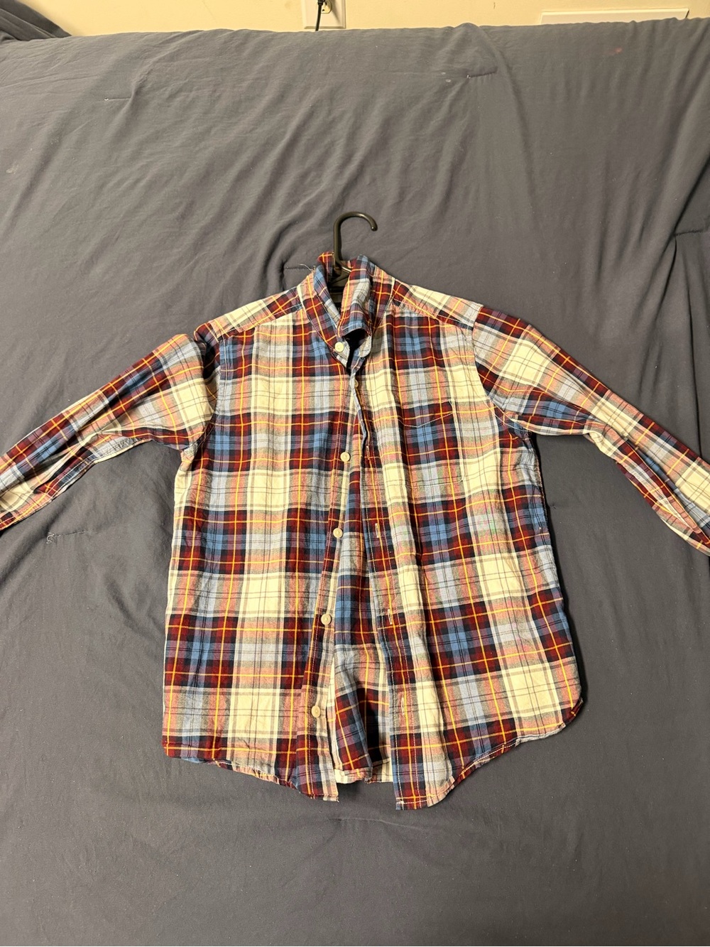 Place Men's Plaid Button-Down Shirt in Blue, Red & Cream